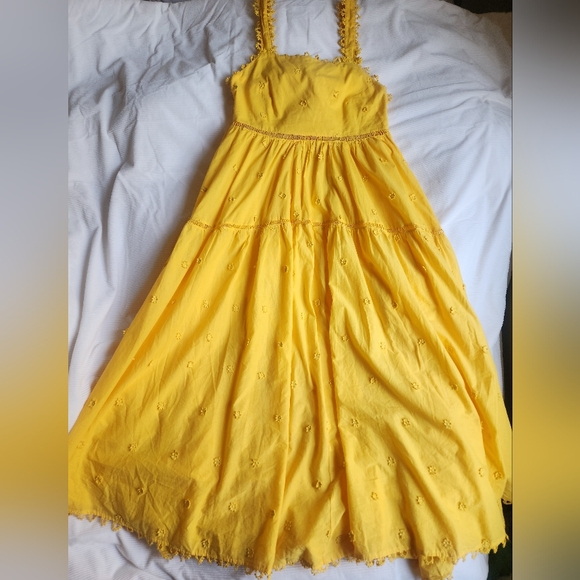 FARM RIO Yellow 3D Flowers Midi Dress Size L BNWT NO LOW balling!!! - Picture 6 of 14